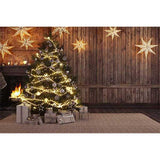 Laden Sie das Bild in den Galerie-Viewer, Fox Rolled Wood Christmas Trees Lights Vinyl Backdrop-Foxbackdrop