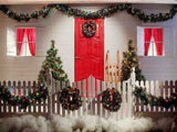 Laden Sie das Bild in den Galerie-Viewer, Fox Rolled Christmas Doors Snow Vinyl Backdrop - Foxbackdrop