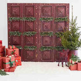 Laden Sie das Bild in den Galerie-Viewer, Fox Rolled Red Door Christmas Gifts Vinyl Photo Backdrop-Foxbackdrop