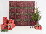 Laden Sie das Bild in den Galerie-Viewer, Fox Rolled Red Door Christmas Gifts Vinyl Photo Backdrop-Foxbackdrop