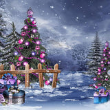 Laden Sie das Bild in den Galerie-Viewer, Fox Rolled Outdoor Snow Christmas Trees Vinyl Photo Backdrop-Foxbackdrop