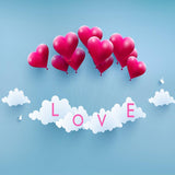 Laden Sie das Bild in den Galerie-Viewer, Fox Rolled Blue Sky Red Heart Balloon Vinyl Valentine Backdrop-Foxbackdrop