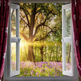 Laden Sie das Bild in den Galerie-Viewer, Fox Rolled Window Green Trees Spring Vinyl Backdrop-Foxbackdrop