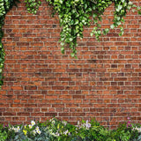 Laden Sie das Bild in den Galerie-Viewer, Fox Rolled Vinyl Green Leaves Red Brick Photo Backdrop-Foxbackdrop