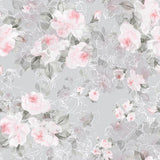 Laden Sie das Bild in den Galerie-Viewer, Fox Watercolor Pink Flowers Grey Vinyl Backdrop for Photography-Foxbackdrop