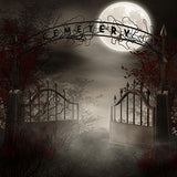 Laden Sie das Bild in den Galerie-Viewer, Fox Halloween Horrible Night Moon Metal Door Vinyl Backdrop-Foxbackdrop