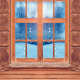 Laden Sie das Bild in den Galerie-Viewer, Fox Rolled Winter Wood Window Vinyl Backdrop-Foxbackdrop