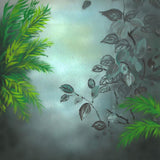 Laden Sie das Bild in den Galerie-Viewer, Fox Rolled Green Leaves Black Printing Vinyl Photo Backdrop-Foxbackdrop