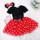 Laden Sie das Bild in den Galerie-Viewer, Fox Kinder Ballettrock Mädchen Pettiskirt Polka Dot Mesh Kleid Schleife Prinzessin Kleid